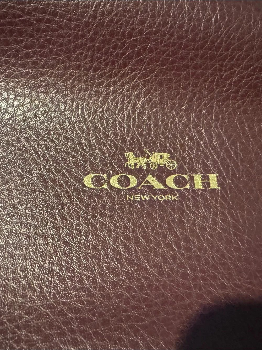 Coach Leather Hobo in Burgundy with Gold Logo
